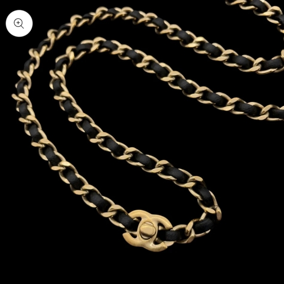 CHANEL Matelassé CC LOGO Trun Lock Chain/Leather Belt Gold - Picture 11 of 12